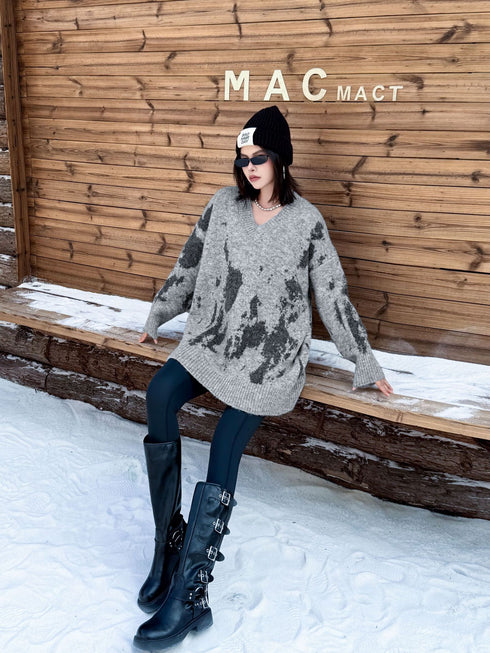 Abstract Dye Oversized Knit Top